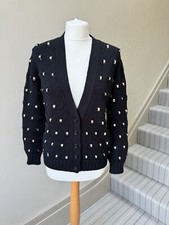 SAINT LAURENT Black Pure Wool Cardigan With Metal Detail Size S - BNWOT