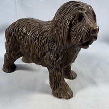 Vintage Red Mill Carved Pecan Shell Resin English Sheep Dog Weighted Figurine
