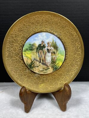 Antique Osborne Art Studios Chicago Gold Encrusted Portrait Plate