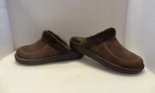 Encanito Women's Slip On Brown Leather Fur/Suede Clogs Size 8US