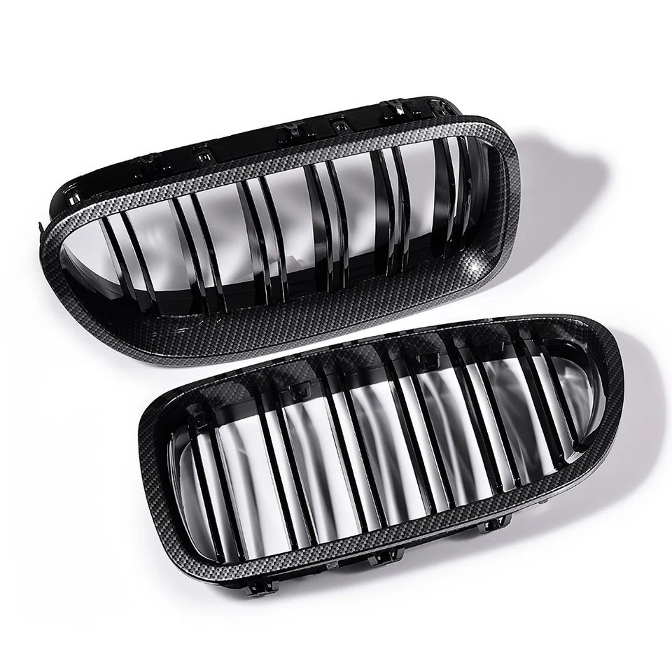 Carbon Fiber Dual Slats Kidney Grill for 10-16 BMW 5 Series F10 F11 M5 550i 535i Foto 3 de 4