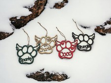 Customized Pet Paw Angel Wings Ornament Dog Cat Critter Name Pet Loss Memorial