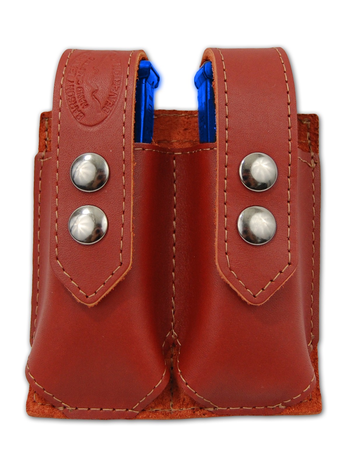 Barsony Burgundy Leather Double Magazine Pouch for Kel-Tec SCCY Kimber Compact Models-image