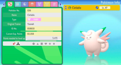 Pokemon Strahlender Diamant & Leuchtende Perle 6IV Shiny Clefable Max EVs