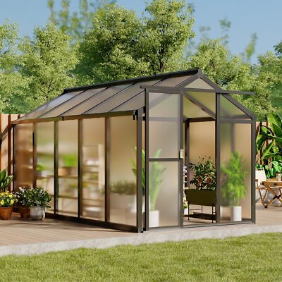 6x10 FT Polycarbonate Greenhouse Kit Outdoor Aluminum Frame w/Roof Planter House