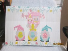 Happy Easter Gnomes Vinyl Placemats Set Of 6 New 13" X 18"