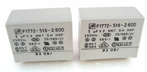 Lot De 2 Condensateurs MKP 0.1 µF 100nF 630Vdc - X CL2/70, Tolérance 20%, Neuf Sous Emballage