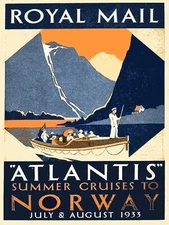 10957.Decor Poster.Room wall.Vintage Interior design.Royal mail.Atlantis cruises