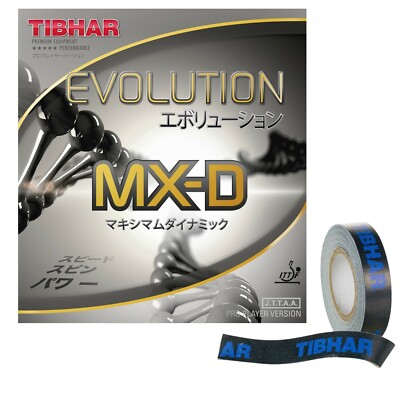 TIBHAR Tischtennis-Belag Evolution MX-D + Kantenband | rot, schw | 1.9, 2.1 | 