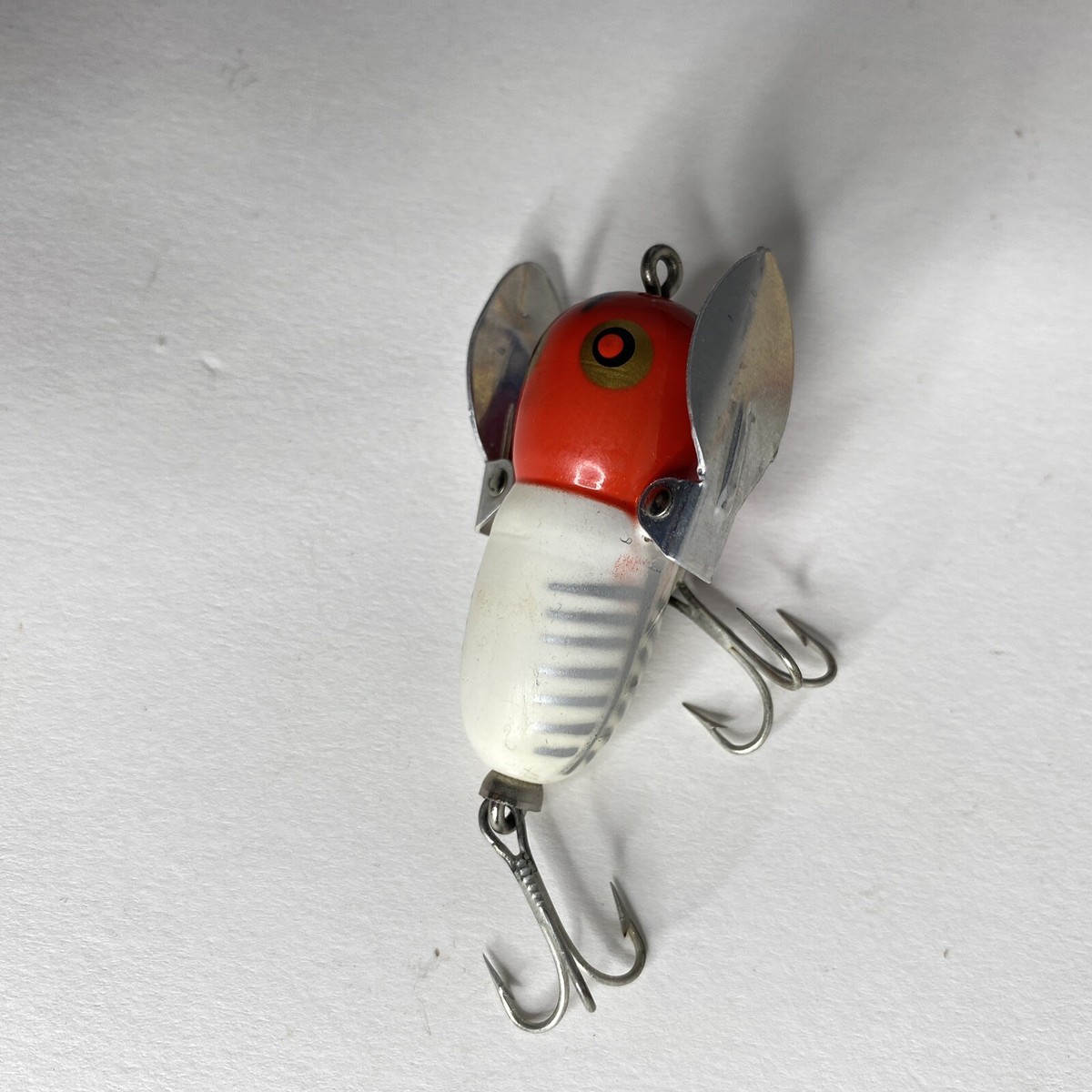 Vintage Heddon Tiny Crazy Crawler XRW Red White Shore Lure Vintage Heddon Tiny Crazy Crawler XRW Red White Shore Lure