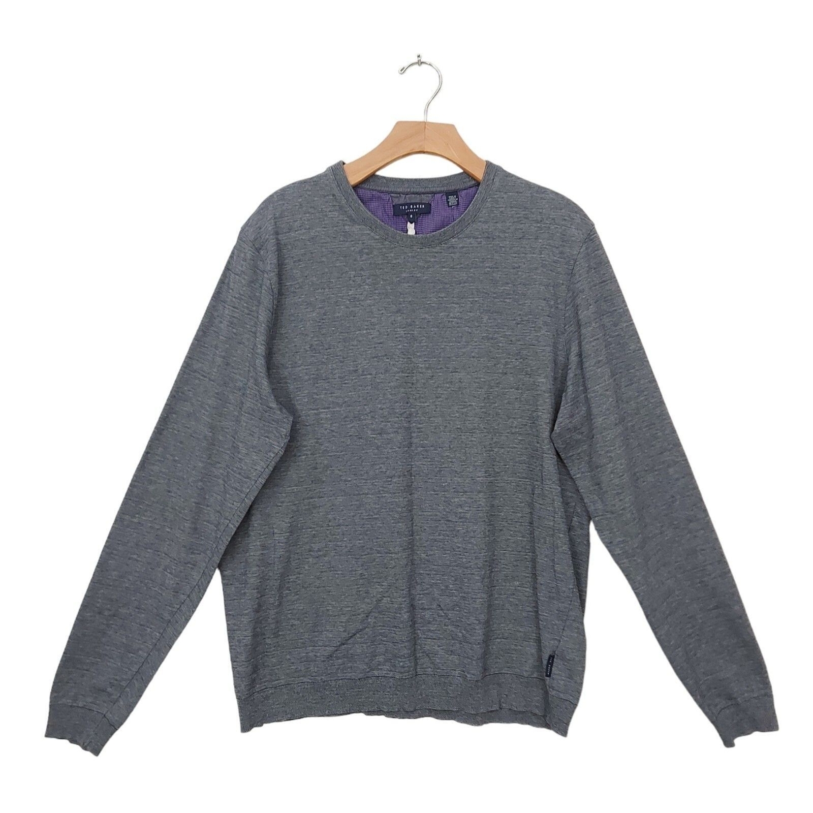 Ted Baker London Sweater Mens 6/L Gray Long Sleeve Crew Neck Pullover Golf