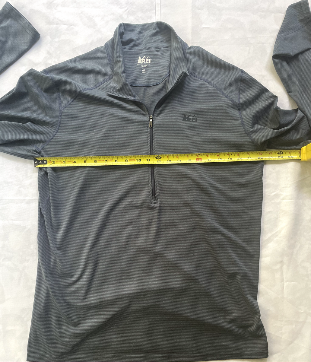 REI - MENS TECHNICAL LONG SLEEVE RUNNING SHIRT - 1/4 ZIP - BLUE
