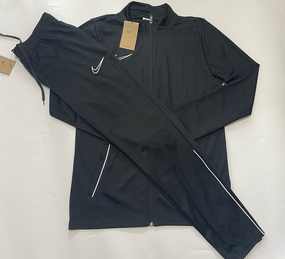 NIKE DRI FIT ACADEMY MENS KNIT FIT FULL ZIP TRACKSUIT SET BLACK SIZE MEDIUM  NEW