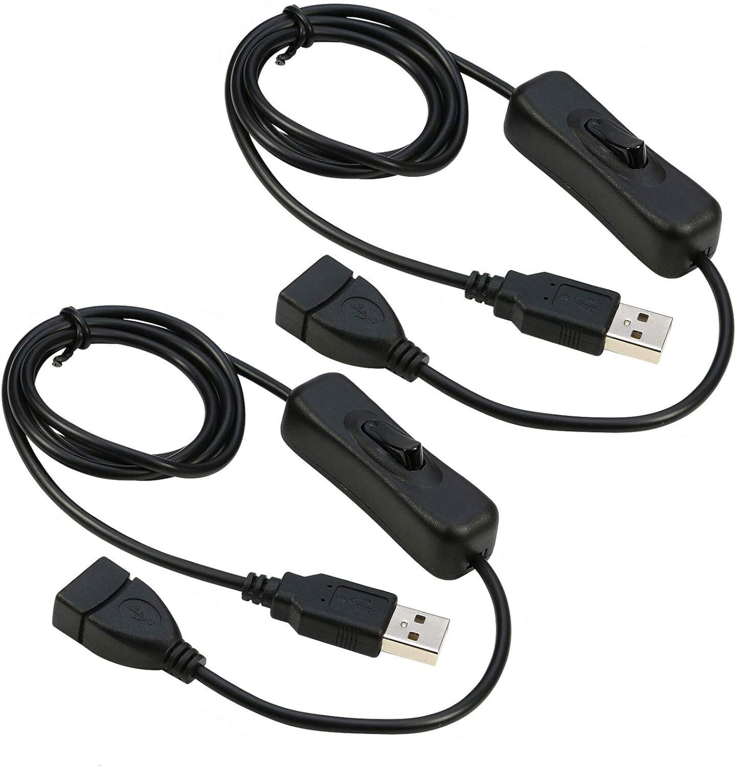 USB Extension Cable 2Pcs with ON/Off Switch Male to Female Support...-image
