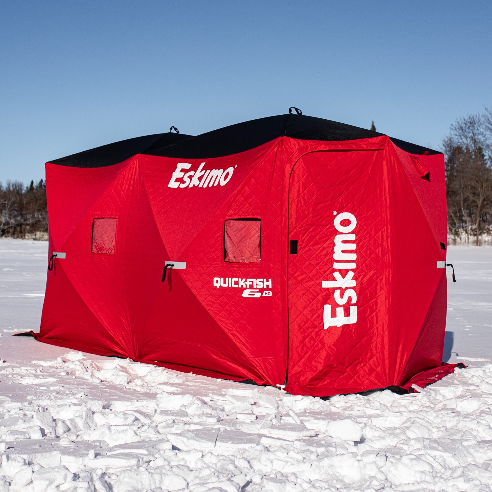 Eskimo QuickFish 6HD, Pop-Up Portable Ice Shelter, Red/Black, 6-Person