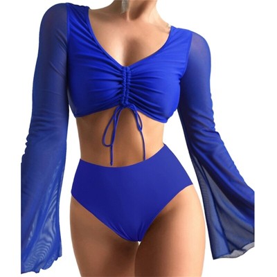 High Waisted Swimsuits for Women Solid Color Sets Sexy Padded Tankini Set