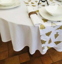 59x122" (150x310cm) OVAL PLAIN CREAM CHRISTMAS TABLECLOTH - 10/12 SEATER 