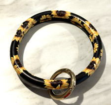 Sunflower Key Ring Bracelet Wristlet Keychain Bangle Portable Leather Holder