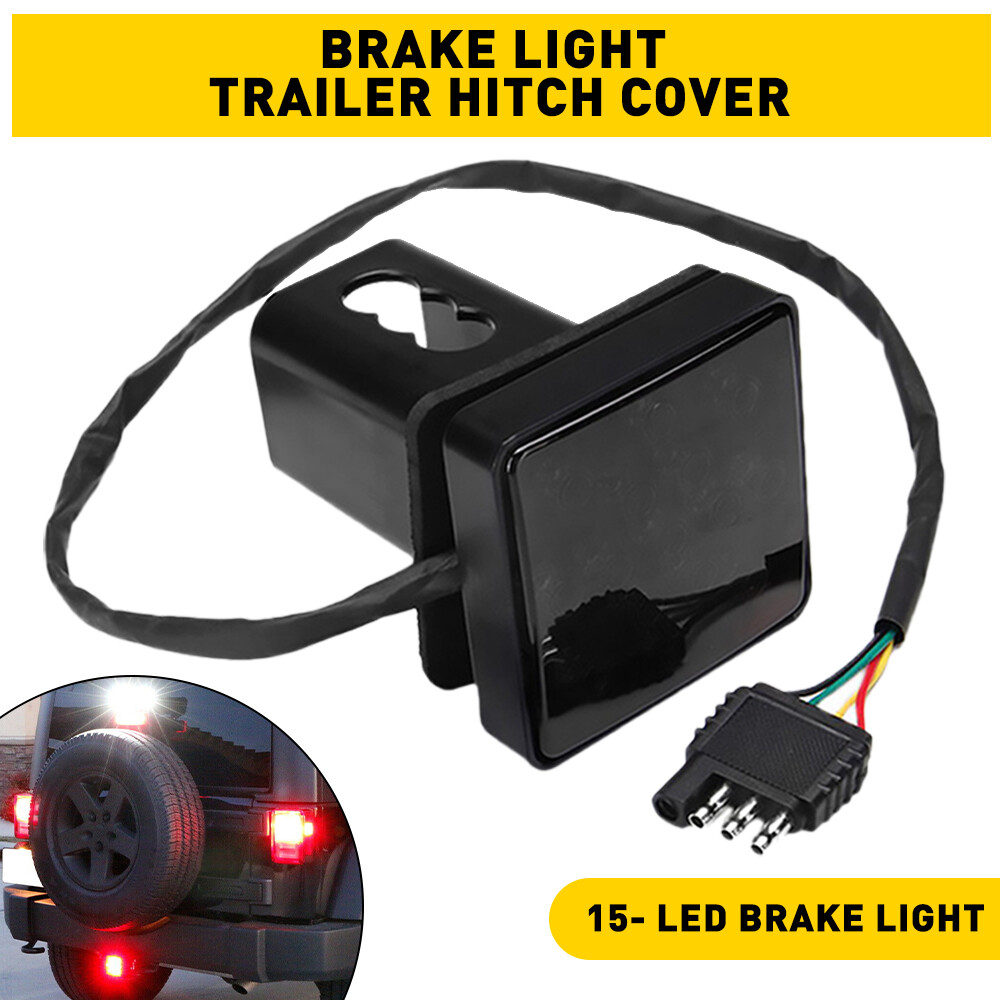 Smoked 15 LED Lens Light Brake Trailer Truck Hitch Cover Fit Hauling Towing kit