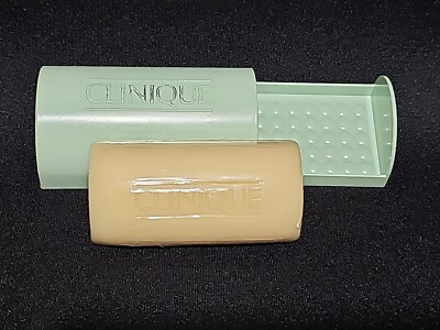 Clinique Facial Soap Bar MILD (SEE PHOTOS) 1.5 oz w/ Vintage Green Travel Case
