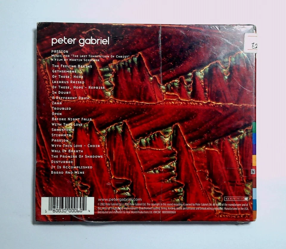 Peter Gabriel – Passion (Music For The Last Temptation Of Christ) US CD Digipak - Image 2 of 2