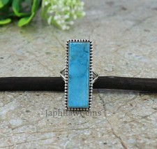 Natural Turquoise Sterling Silver Boho Statement Organic Artisan Women Ring