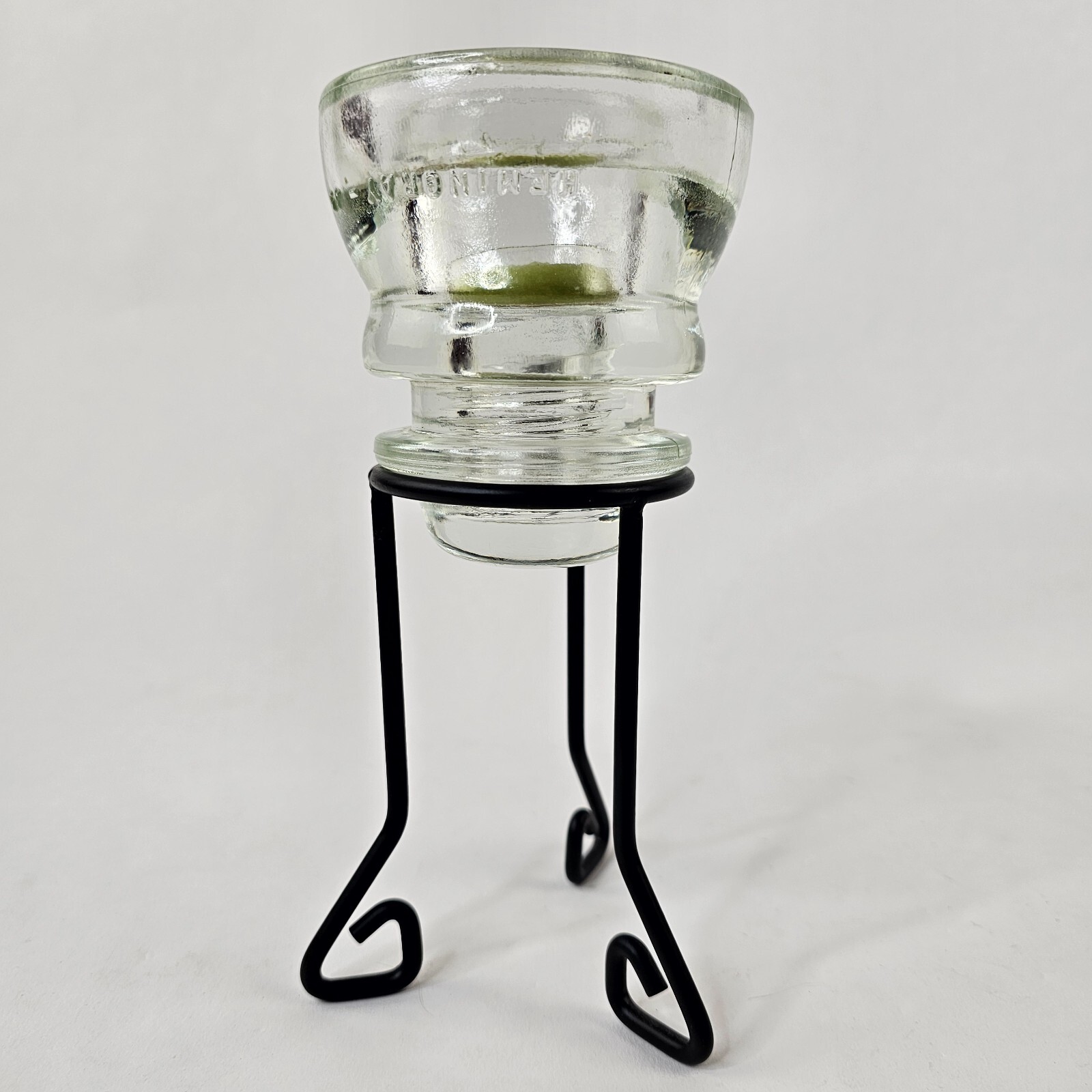 Hemingray #45 Glass Candle Holder and Pedestal Stand, 8" Tall
