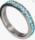 QVC Steel by Design Crystal Birthstone Eternity Band Ring Aquamarine March SZ 6 — photo 6