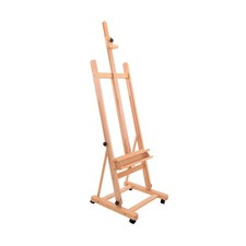 U.S. Art Supply Medium Wooden H-Frame Studio Easel with Artist Storage Tray a...