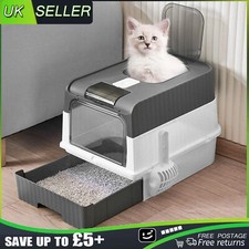 XL Large Cat Litter Box Deodorize SelfCleaning Cat Pan Drawer Hooded Cat Tray UK