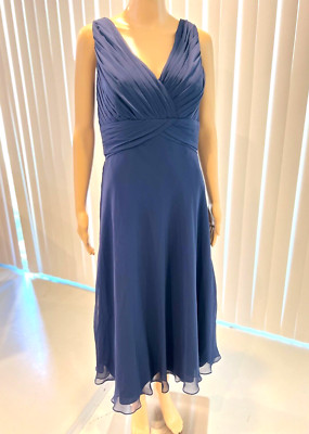 NWT Jasmine B2 Chiffon Dress Blue V-Neck