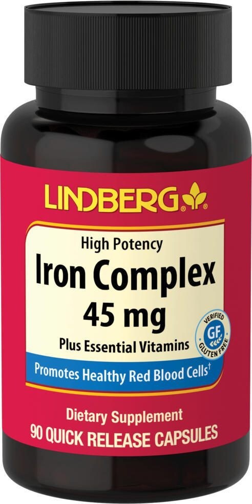 Hierro 45mg COMPLEX con vitaminas C, B-6, B-12, Folate 90 capsulas ANEMIA ENERGY