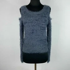 Anthro Moth Bienne Cold Shoulder Sweater Womens XS Fuzzy AU