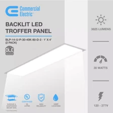 250-Wat Equivalent White Integrated LED Backlit Troffer 4000K Bright White (2-P)