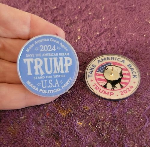 **TRUMP 2024 Make America Great Again - 1 Tie Tack Lapel Pin - White Blue - Picture 3 of 5