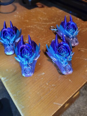 3d printed Rose Dragon Head Keychain
