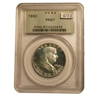 1962  PROOF  FRANKLIN  SILVER HALF DOLLAR PCGS PR67 FREE SHIPPING 672