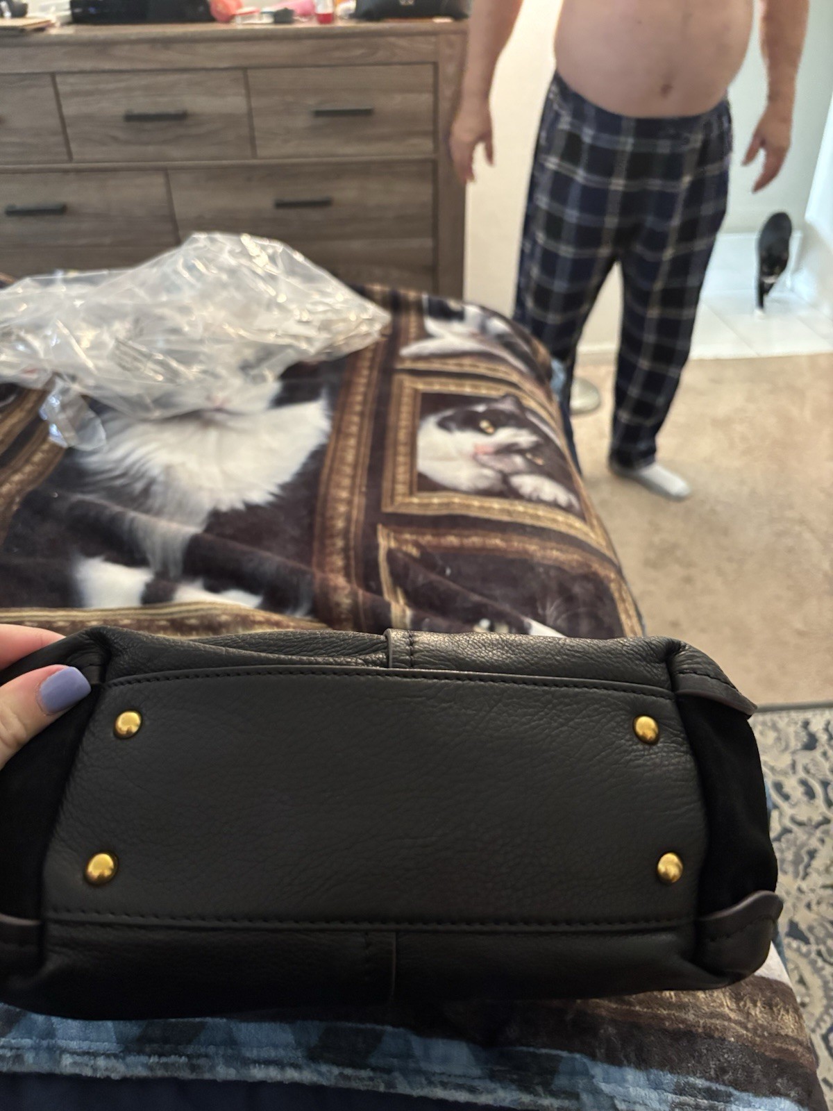 American Leather Co Summit Medium -Zip Top Leather Hobo Black-NWT