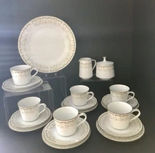 Noritake Tea Set SONIA 2301 6cups Saucers Cake Plates Sugar Bowl And Creamer Jug