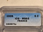 1939 FRANCE 🇫🇷 5 CENTIMES ICG CERTIFIED — photo 3