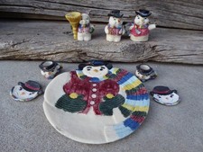 Vintage 10 Pc 1994 SNOWMEN Novelty 3D Mini Tea Set Hard to Find L K