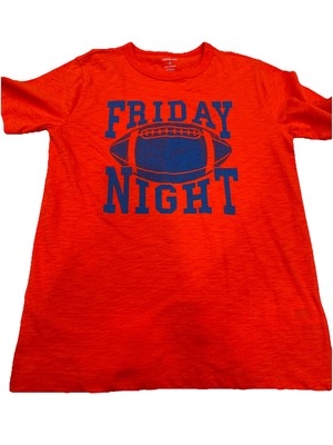 J Crew Crew Cuts Orange Football T Shirt   Friday Nights  100% Cotton NWT