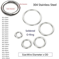 O Ring Round A2 304 Stainless Steel Polished Welded Ring 3mm-10mm Wire Diameter