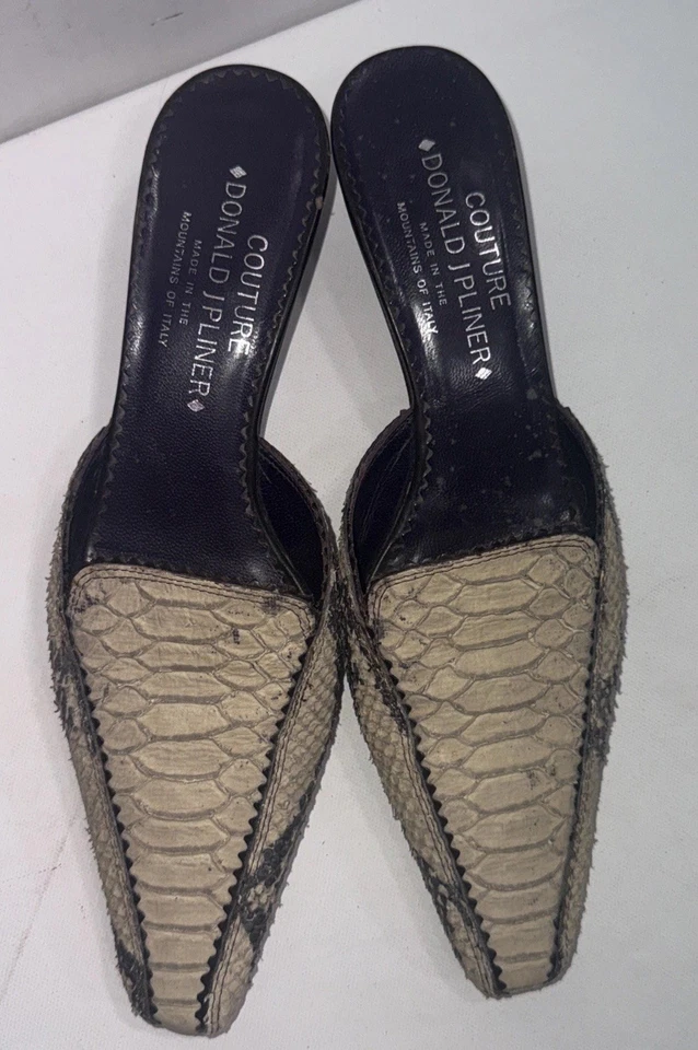 Donald J Pliner Couture Moira Snake Leather Old Money Mule Kitten Heels 8N - Image 2 of 4