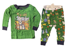 baby Gap NWT Boy's 6 12 Mo 100 Cotton Green Big Zoo Pajama Set