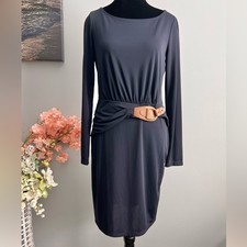 Lauren Ralph Lauren Buckle-Trim Stretch Jersey Dress Navy Size 2
