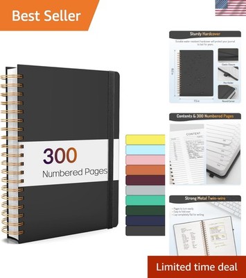 Lined Spiral Journal Notebook with 300 Numbered Pages, B5 College Ruled Thick...