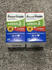 2X Bausch + Lomb PreserVision AREDS 2 + CoQ10 Eye Vitamins - 100 ct