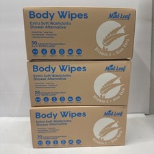 3 Body Wipes XL soft with Vitamin E Aloe Scent 9x11  30 Individually Packs