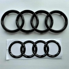 Audi 4-ring Logo Abs Silverblack Car Hood Front Bonnet Grill Rear Trunk Emblem